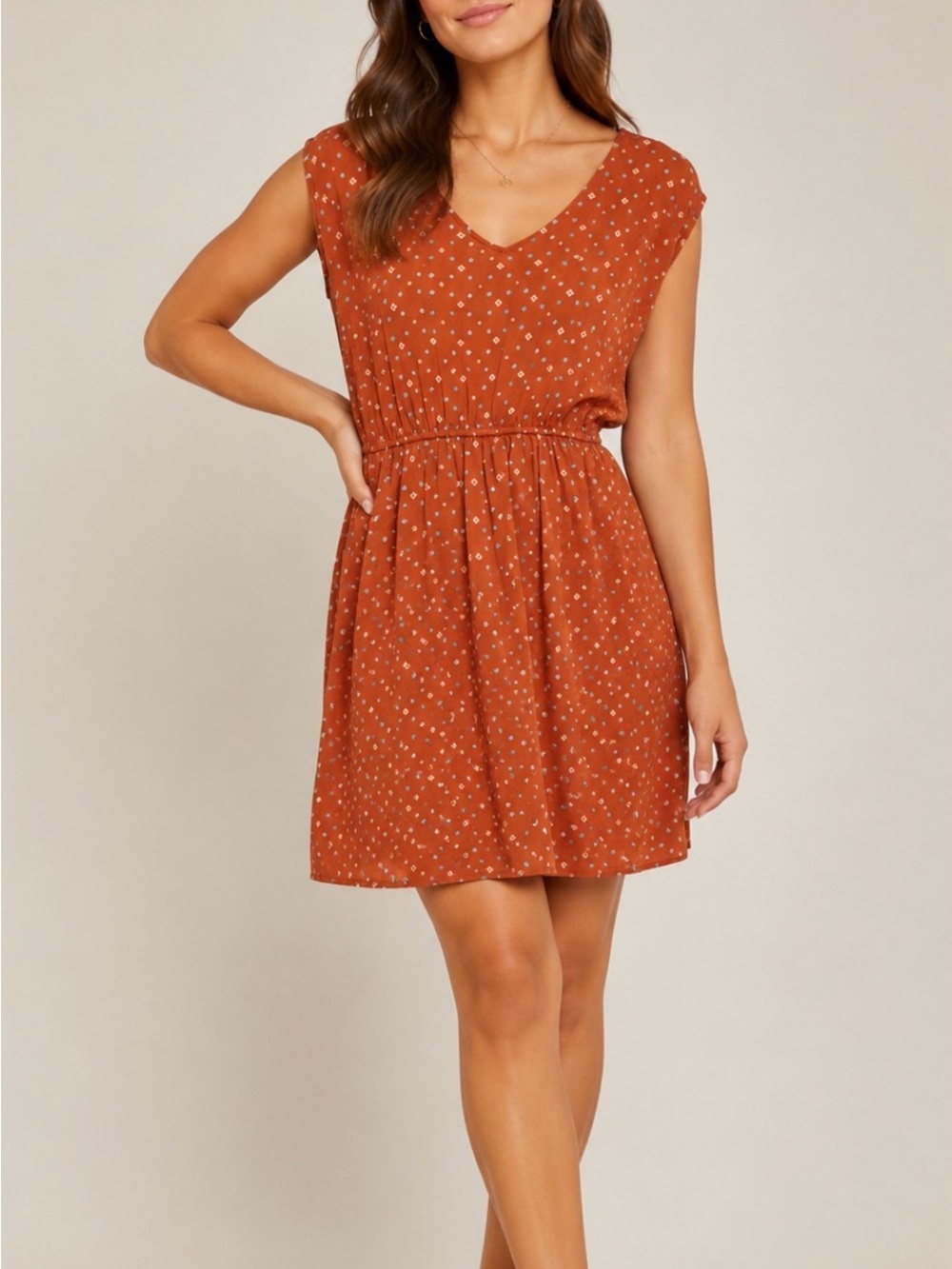 Pink Rose Orange Flutter Sleeve Sundress